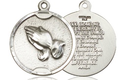 [1629SS] Sterling Silver Praying Hands Medal