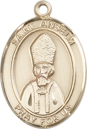 [7342KT] 14kt Gold Saint Anselm of Canterbury Medal