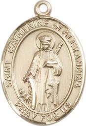 [7343KT] 14kt Gold Saint Catherine of Alexandria Medal