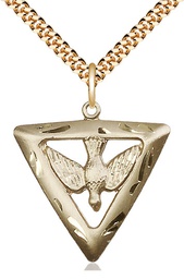 [1630GF/24G] 14kt Gold Filled Holy Spirit Triangle Pendant on a 24 inch Gold Plate Heavy Curb chain