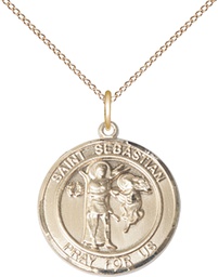 [8100RDGF/18GF] 14kt Gold Filled Scapular Pendant on a 18 inch Gold Filled Light Curb chain