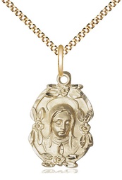 [1647GF/18G] 14kt Gold Filled Madonna Pendant on a 18 inch Gold Plate Light Curb chain