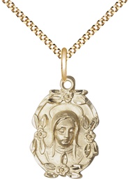 [1647GF/18G] 14kt Gold Filled Madonna Pendant on a 18 inch Gold Plate Light Curb chain