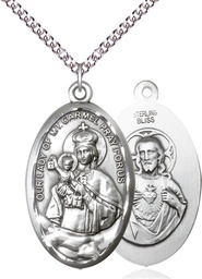 [1656SS/24SS] Sterling Silver Our Lady of Mount Carmel Pendant on a 24 inch Sterling Silver Heavy Curb chain