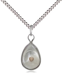 [1700SS/18S] Sterling Silver Mustard Seed Pendant on a 18 inch Light Rhodium Light Curb chain