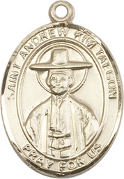 [7373KT] 14kt Gold Saint Andrew Kim Taegon Medal