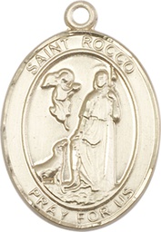 [7377KT] 14kt Gold Saint Rocco Medal