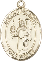 [7378KT] 14kt Gold Saint Uriel the Archangel Medal