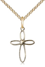 [1707GF/18G] 14kt Gold Filled Loop Cross Pendant on a 18 inch Gold Plate Light Curb chain