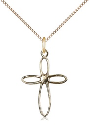 [1707GF/18GF] 14kt Gold Filled Loop Cross Pendant on a 18 inch Gold Filled Light Curb chain