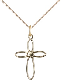 [1707GF/18GF] 14kt Gold Filled Loop Cross Pendant on a 18 inch Gold Filled Light Curb chain