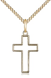 [1708GF/18G] 14kt Gold Filled Cross Pendant on a 18 inch Gold Plate Light Curb chain