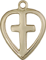 [1709GF] 14kt Gold Filled Heart Cross Medal