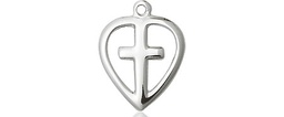 [1709SS] Sterling Silver Heart Cross Medal