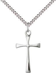 [1870SS/18S] Sterling Silver Maltese Cross Pendant on a 18 inch Light Rhodium Light Curb chain