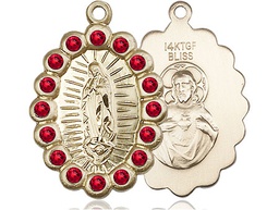 [2009FRBGF] 14kt Gold Filled Our Lady of Guadalupe Medal with Ruby Swarovski stones