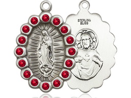 [2009FRBSS] Sterling Silver Our Lady of Guadalupe Medal with Ruby Swarovski stones