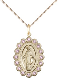 [2009LAMGF/18GF] 14kt Gold Filled Miraculous Pendant on a 18 inch Gold Filled Light Curb Chain