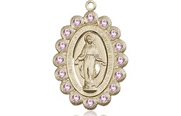 [2009LAMKT] 14kt Gold Miraculous Medal with LA Swarovski stones