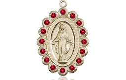 [2009RBKT] 14kt Gold Miraculous Medal with Ruby Swarovski stones
