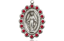 [2009RBSS] Sterling Silver Miraculous Medal with Ruby Swarovski stones