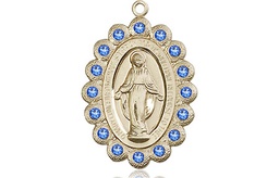 [2009SAKT] 14kt Gold Miraculous Medal with Sapphire Swarovski stones