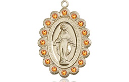 [2009TPGF] 14kt Gold Filled Miraculous Medal with Topaz Swarovski stones