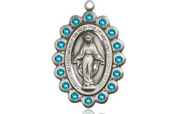 [2009ZCSS] Sterling Silver Miraculous Medal with Zircon Swarovski stones