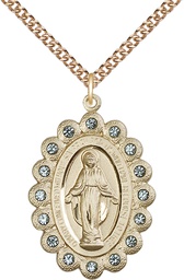 [2010AGF/24GF] 14kt Gold Filled Miraculous Pendant on a 24 inch Gold Filled Heavy Curb chain