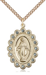 [2010AGF/24GF] 14kt Gold Filled Miraculous Pendant on a 24 inch Gold Filled Heavy Curb chain