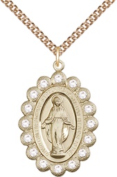 [2010CGF/24GF] 14kt Gold Filled Miraculous Pendant on a 24 inch Gold Filled Heavy Curb chain