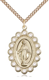 [2010CGF/24GF] 14kt Gold Filled Miraculous Pendant on a 24 inch Gold Filled Heavy Curb chain