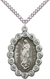 [2010FASS/24SS] Sterling Silver Our Lady of Guadalupe Pendant on a 24 inch Sterling Silver Heavy Curb chain