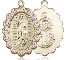 [2010FLAMKT] 14kt Gold Our Lady of Guadalupe Medal with LA Swarovski stones