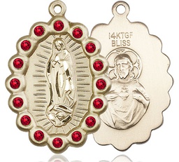 [2010FRBGF] 14kt Gold Filled Our Lady of Guadalupe Medal with Ruby Swarovski stones