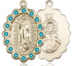 [2010FZCGF] 14kt Gold Filled Our Lady of Guadalupe Medal with Zircon Swarovski stones