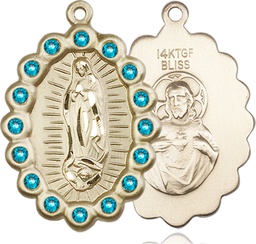 [2010FZCGF] 14kt Gold Filled Our Lady of Guadalupe Medal with Zircon Swarovski stones