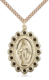 [2010JTGF/24GF] 14kt Gold Filled Miraculous Pendant on a 24 inch Gold Filled Heavy Curb chain