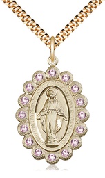 [2010LAMGF/24G] 14kt Gold Filled Miraculous Pendant on a 24 inch Gold Plate Heavy Curb chain