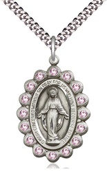[2010LAMSS/24S] Sterling Silver Miraculous Pendant on a 24 inch Light Rhodium Heavy Curb chain