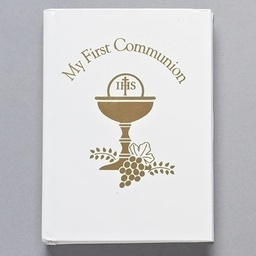 [RO-10269] 5&quot;H White W/Gold Chalice Book - Communion