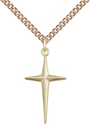 [6038GF/24GF] 14kt Gold Filled Cross Pendant on a 24 inch Gold Filled Heavy Curb chain