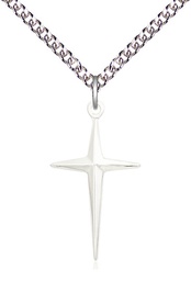 [6038SS/24SS] Sterling Silver Cross Pendant on a 24 inch Sterling Silver Heavy Curb chain