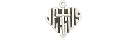 [6041SS] Sterling Silver Heart of Jesus w/Cross Medal