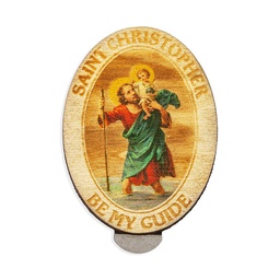 [HI-V-5063] St. Christopher Oval Visor Clip