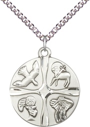 [6046SS/24SS] Sterling Silver Christian Life Pendant on a 24 inch Sterling Silver Heavy Curb chain