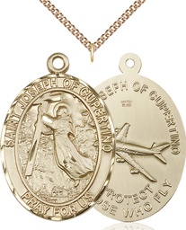 [6057GF/24GF] 14kt Gold Filled Saint Joseph of Cupertino Pendant on a 24 inch Gold Filled Heavy Curb chain