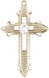 [6058GF-STN4] 14kt Gold Filled Cross on Cross Medal with a 3mm Crystal Swarovski stone