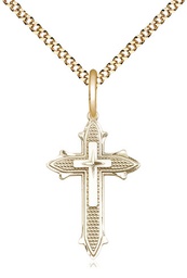 [6058GF/18G] 14kt Gold Filled Cross on Cross Pendant on a 18 inch Gold Plate Light Curb chain