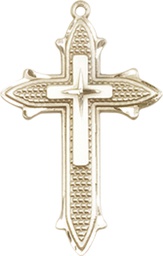 [6058KT] 14kt Gold Cross on Cross Medal